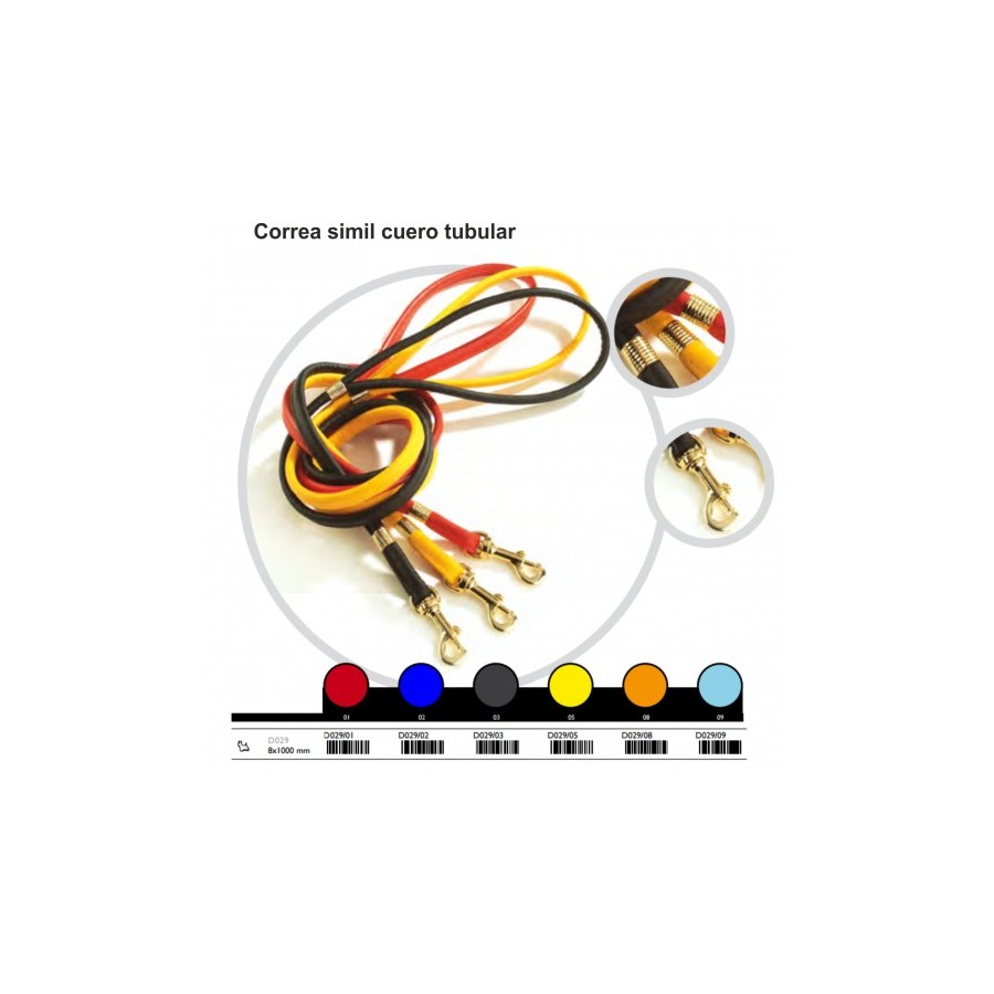 CORREA SIMIL CUERO TUBULAR 8x1000mm.Rojo - Imagen 1