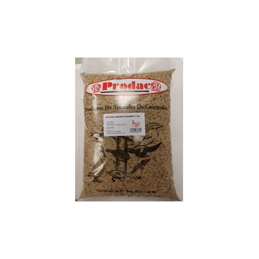 CANARIOS GOURMET PRODAC 5 KG. Alpiste,linaza,negrillo,perilla y lechuga,Granulos Van. - Imagen 1